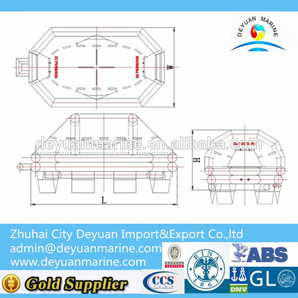 25 Man International Voyages Inflatable Liferaft