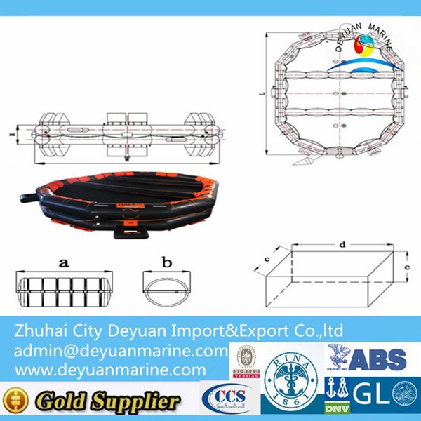 Safety open-reversible inflatable liferafts with 30 persons