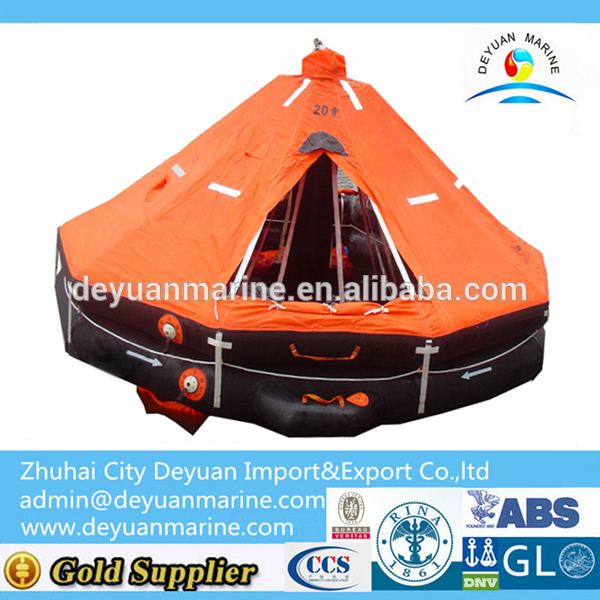 High Quality 20 Man davit launching liferaft self inflating life raft