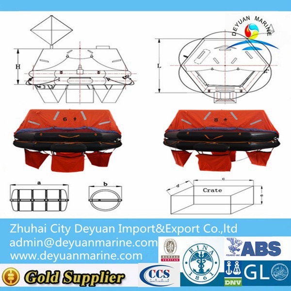 6 Men SOLAS Throw-overboard Inflatable Life raft for hot sale