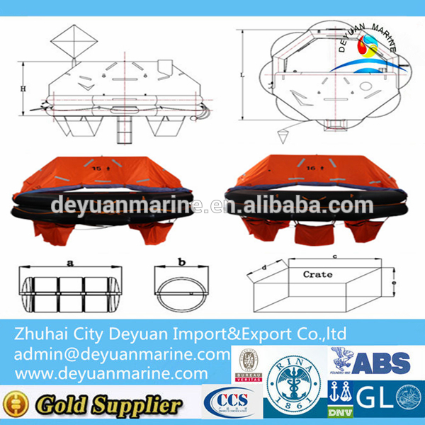 Hot selling 15 Person Throw Over Board Life raft
