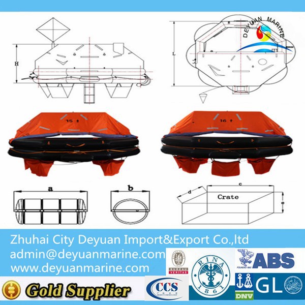 SOLAS A / B PACK 15 Persons Throw Overboard Inflatable Life Raft In Good Quality
