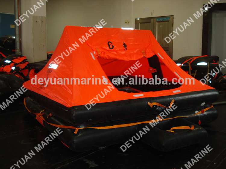 SLOAS Approved 6 Person Throw Over Board Inflatable Life raft