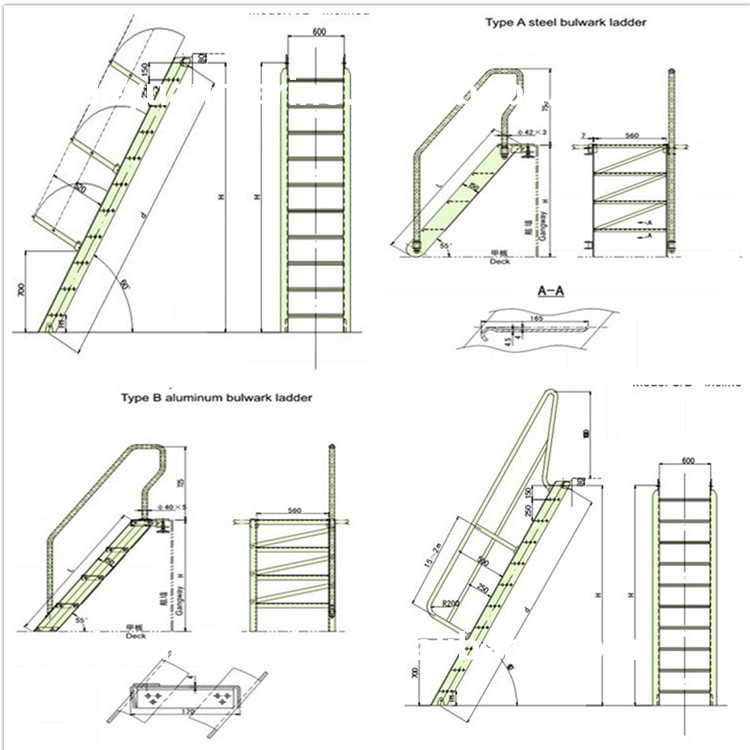 Aluminium Gangway Ladder/Steel Marine Gangway Ladder