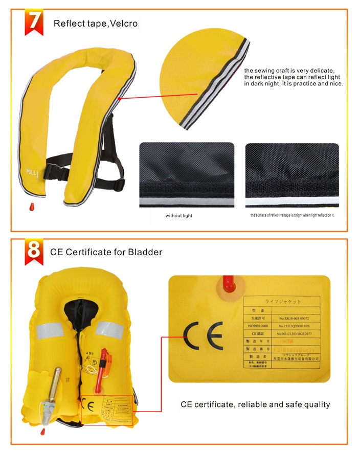 Ce Approved 150n and 275n Automatic and Manual Inflatable Lifejackets with Latest Design