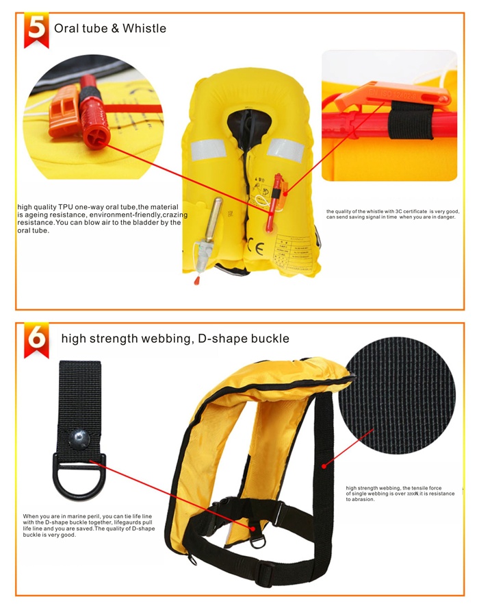 Ce Approved 150n and 275n Automatic and Manual Inflatable Lifejackets with Latest Design