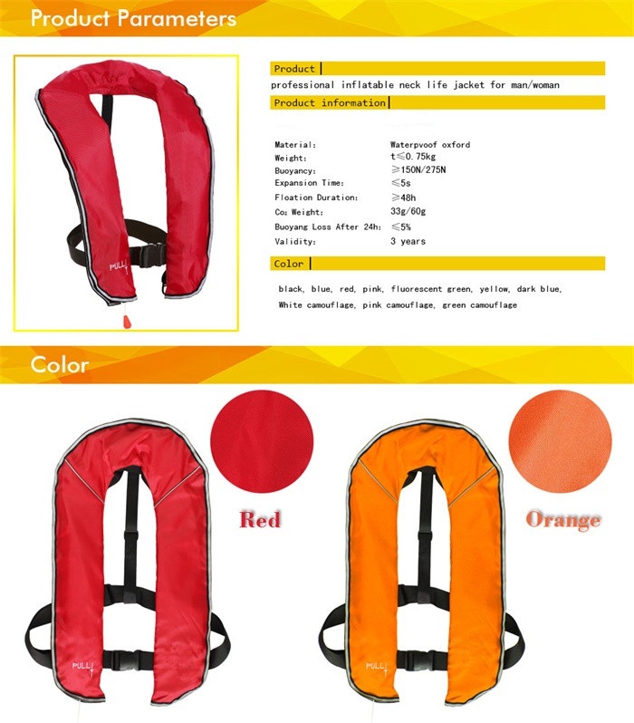 150n Manual and Automatic Inflatable Lifejacket Ce Approval Solas Standard with Good Quality